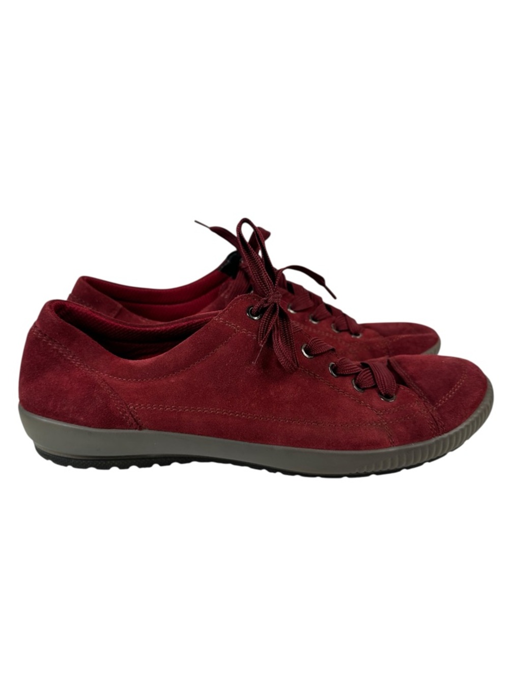 Legero Burgundy Suede Sneakers Lace Up Comfort Walking Shoes Minimalist 11.5
